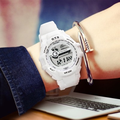 Ots junior high school students watch swimming female white waterproof neutral table outdoors children electronic watch boy