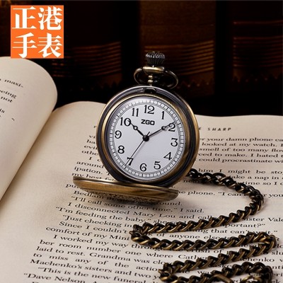 Port is a small pocket watch female retro necklace table cover south Korean students creative antique watch old man watch men quartz watch
