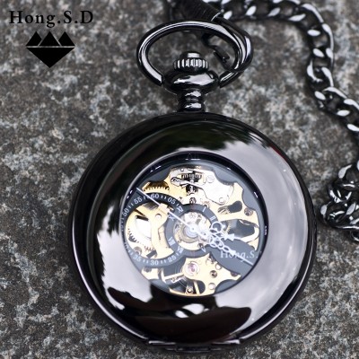 Smooth automatic mechanical watch pocket watch beetles retro classic clamshell insert hollow-out alloy gifts for men and women students