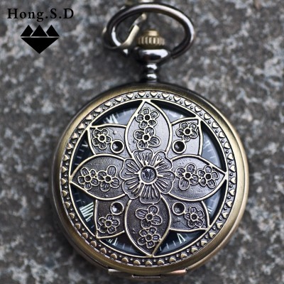 The plum blossom clamshell hollow out Automatic mechanical watch men and women to restore ancient ways necklace table insert the student table