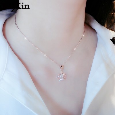 Sue contracted heart swan female clavicle necklace chain accessories temperament necklace pendant rose gold brief paragraph, Japan and South Korea