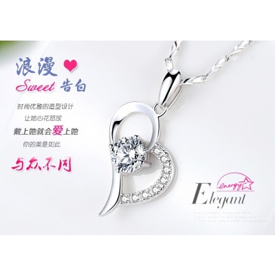 Necklace, Japan and South Korea female silver collar bone chain contracted S999 fine silver jewelry pendants valentine's day to send his girlfriend a birthday present