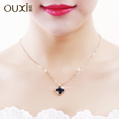 Japan and South Korea a clover necklace women 18 k rose gold contracted collarbone chain decoration pendant valentine's day present for his girlfriend