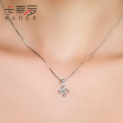 Katie, swarovski zirconium the silver necklace female clover pendant collarbone jewelry contracted valentine's day gift