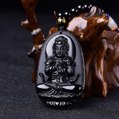 Medallion obsidian life this Buddha pendant male vanity hidden fixed patron saint king Ming zodiac necklace female chickens