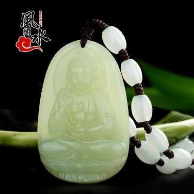 ShuiGe hetian jade vanity hidden pendant windy day Buddha samantabhadra bodhisattva patron saint this Buddha necklace for men and women