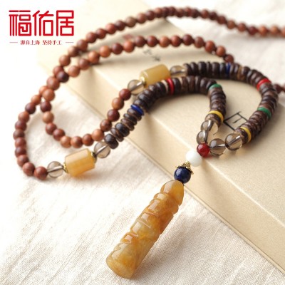 Bliss in the natural stone pendant necklace restoring ancient ways folk literature and art beads long accessories for men and women sweater chain pendant