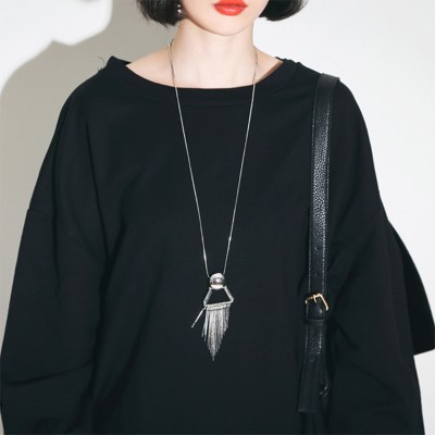 Sue heart exaggerated punk wind metal fashion long necklace, Japan and South Korea version of the new sweater chain restoring ancient ways female personality