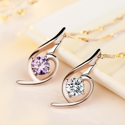 The Vichy s925 silver necklace female heart-shaped pendant chain of clavicle soft contracted, Japan and South Korea fashionable birthday gift