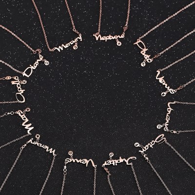 Protect the zodiac necklace female 18 k rose gold plated chain of clavicle 12 constellation titanium steel letters short chain