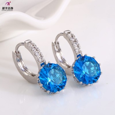 Xu ping earrings Korean jewelry fashion temperament contracted ear clip ear female blue Danube