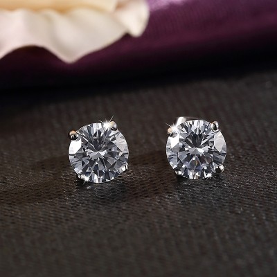 Japan and South Korea zircon earrings female temperament South Korea contracted fashion personality allergy free sweet birthday earrings joker earrings