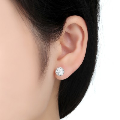 F wing 925 tremella nail female allergy free silver earrings accessories valentine's day gift With diamond stud earrings Japan and South Korea stud earrings