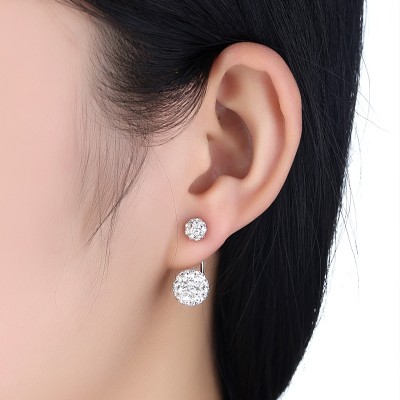 F wing with diamond stud earrings female sweet temperament of allergy free earrings earrings S925 silver needle, Japan and South Korea contracted and collars