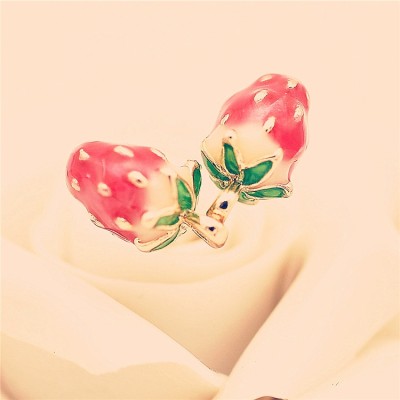 Compose a cute little strawberry Stud earrings fashion earrings Long colored glaze pendant earrings South Korean accessories female personality