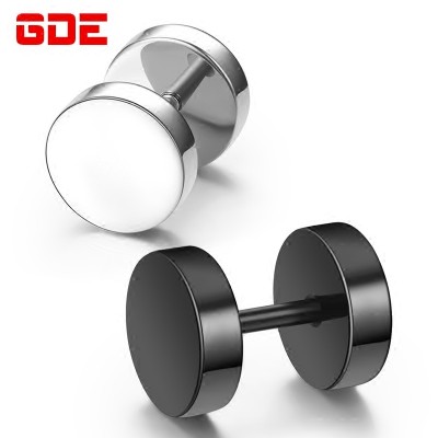 Stud earrings male Japan and South Korea version of titanium steel dumbbell men stud earrings Single city boy black earrings accessories female students personality