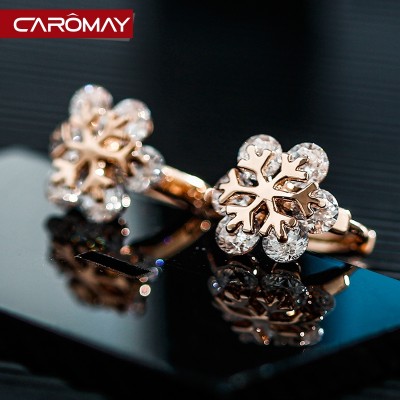 Lome jewelry Winter sonata flash zircon contracted snowflakes ear clip female South Korea vogue sweet temperament earrings