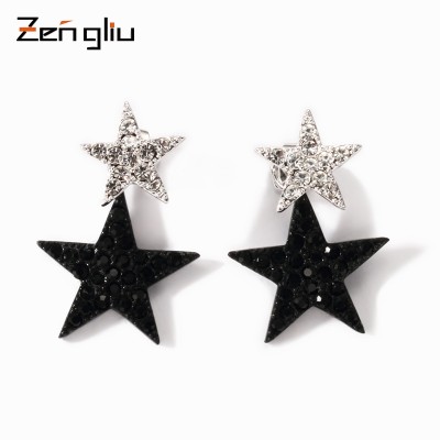 South Korean star temperament stud earrings earrings Han edition sweet black female personality stars eardrop long earrings