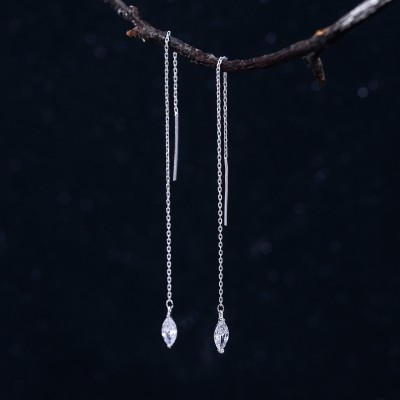 Joker tassel South Korea S925 tremella line earrings long sexy contracted fair maiden temperament female stud earrings pendants