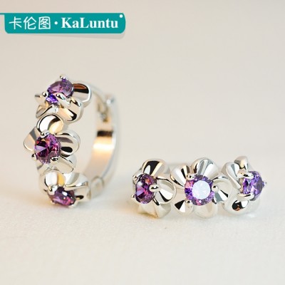 Karen figure 925 tremella female Amethyst ear clip South Korea fashion temperament earrings product version of sweet earrings