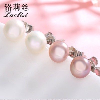 Los Liz Korea contracted and fashionable joker temperament pearl earrings 925 tremella nail eardrop allergy free silver ornaments