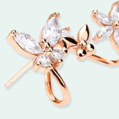 UXUs925 needles stud earrings Butterfly flower earrings is tasted, South Korea contracted earrings ear clip sweet female temperament