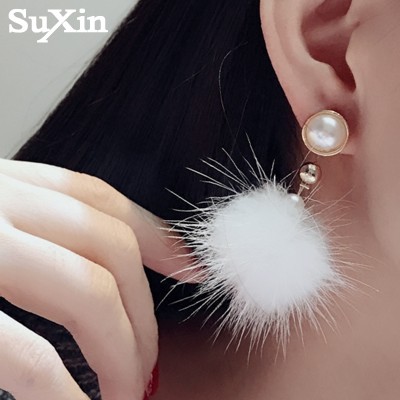 Sue heart south Korean new qiu dong the European and American wind retro fashion plush earrings contracted and delicate joker earrings female personality