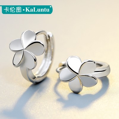 Karen figure S925 tremella female Small and pure and fresh cherry blossom ear clip, South Korea fashion earrings earrings