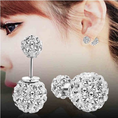 Play valley S925 pure silver stud earrings, the Korean version temperament lovely and sweet woman contracted fashion crystal earrings earrings