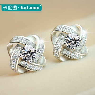 Karen figure 925 tremella female Sweet clover earrings, south Korean students temperament earrings valentine's day gift