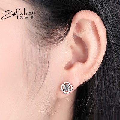 999 sterling silver mini clovers small earrings stud earrings students ms Korea contracted temperament joker adorn article presents