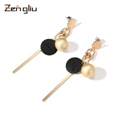 KRW earrings long eardrop Female temperament fashion earrings black stud earrings in Europe and the individuality tide restoring ancient ways people