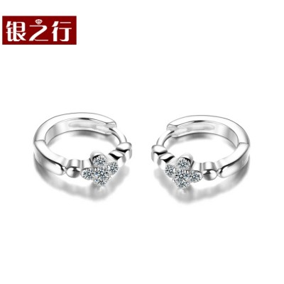 Ms trip S925 silver button tremella clovers temperament earrings small ear ring a birthday present
