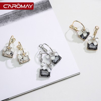 Lome jewelry Crystal ear clip female contracted Daisy flowers South Korea's temperament fashion earrings jewelry earring