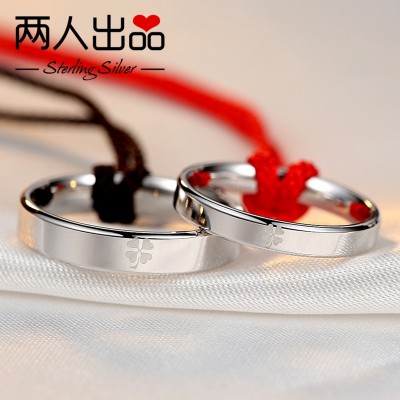Lovers ring, a pair of men and women, Japan and South Korea clovers s925 silver open creative rings Contracted student buddhist monastic discipline