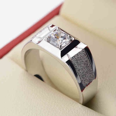 925 silver ring Men's ambition ring Simulation platinum diamond ring male personality Valentine's day gifts