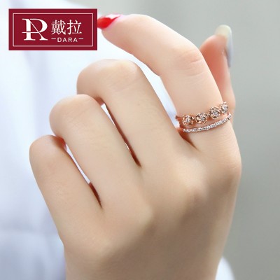 Della act the role ofing is tasted Han edition tail ring woman little finger silver, South Korea fashion index rose gold ring