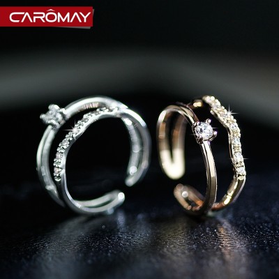 Lome jewelry Han edition fashion zircon ring opening of valentine's day present for his girlfriend joint ring tail ring