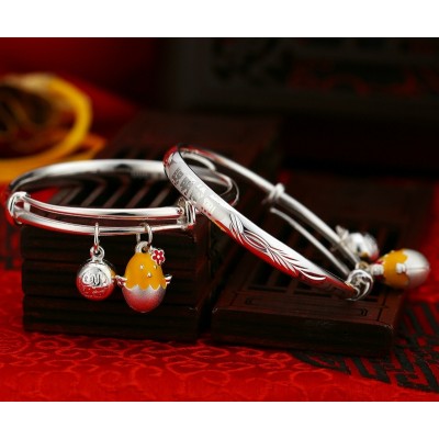 Baby monkey longfeng silver silver bracelet 999 fine silver children ChangMingSuo child baby sterling silver bracelets for men and women