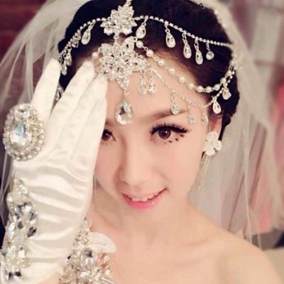 Good qiao act the role ofing is tasted The bride headdress frontal ACTS the role of the eyebrows pendant jewelry Korean wedding necklace three dresses wedding hair accessories