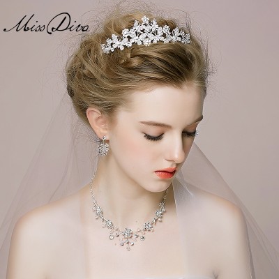 Butterfly miss The bride tiara crown necklaces earrings three suits Korean wedding hair accessories wedding dresses
