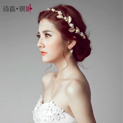 Jia qi's poem the bride headdress earrings suit Korean wedding accessories headdress flower new wedding hair accessories wedding jewelry