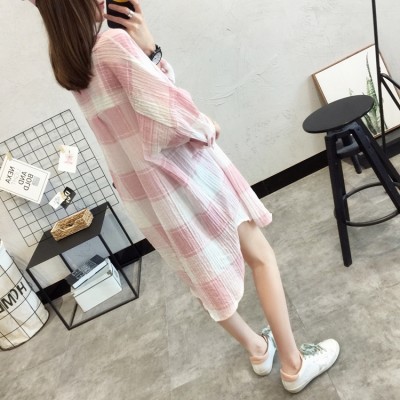  summer new Korean girls long sleeved shirt Plaid sunscreen clothing sunscreen shirt shirt fan Han Students