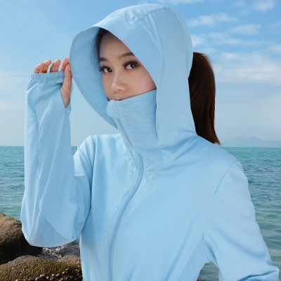 The  new summer sun protection clothing in the long beach wear long sleeved Korean anti UV all-match thin coat