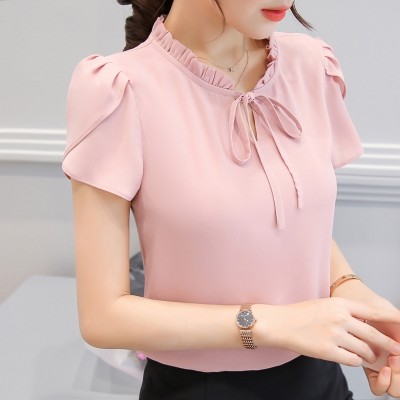  spring summer new man Na Han van sweet short sleeved chiffon shirt dress shirt white coat