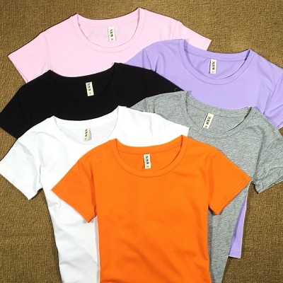  new Korean summer white short sleeved shirt all-match color shirt T-shirt slim female half sleeve T-shirt