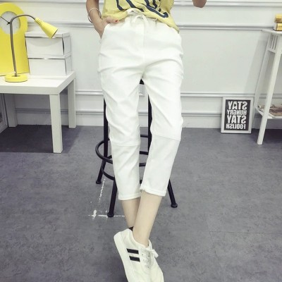 Summer new feet nine pants female loose thin cotton casual trousers elastic waist tie Haren pants