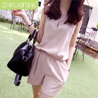 Chiffon piece pants Jumpsuit dress female summer spring  thin loose Korean casual pants Jumpsuit shorts