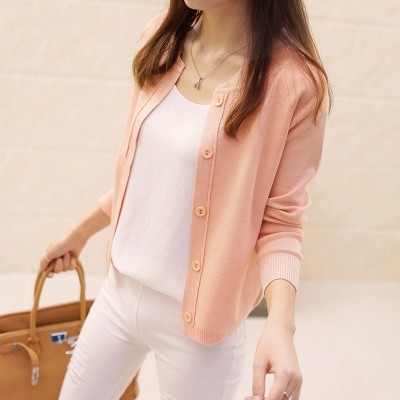 Korean women's sweater cardigan sweater coat a thin and short paragraph  new spring air jacket