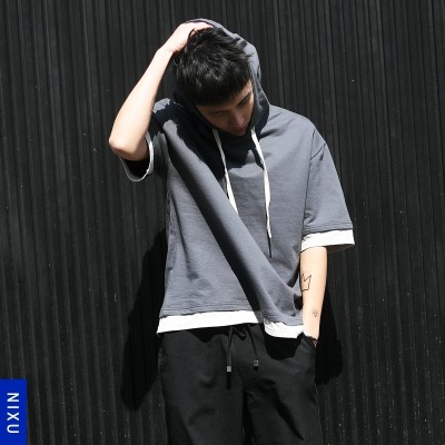 In the summer of  sets of Korean male head short sleeved T-shirt cap hat even Japanese men loose tide half sleeve shirt Hoodie